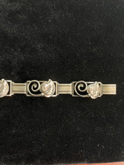 Denmark Vintage Sterling Silver Leaf Bracelet 7"