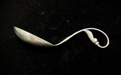 Georg Jensen Denmark Ornamental No.21 Sterling Silver Curved Handle Sugar Spoon