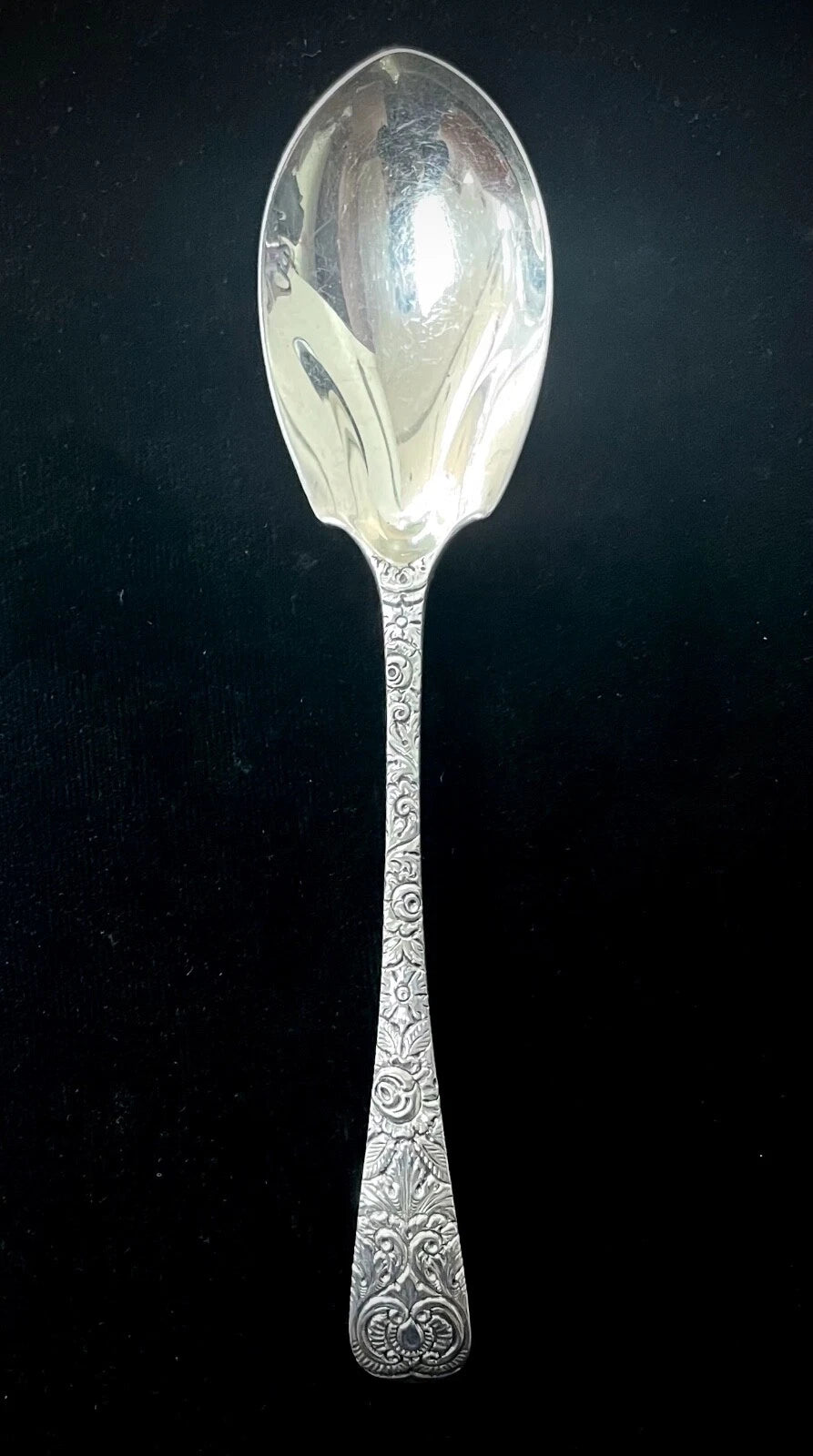 Tiffany & Co. Vintage Floral Sterling Silver Serving Spoon Monogrammed 8.75"