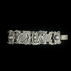 Mexico Vintage Sterling Silver Wide Panel Bracelet
