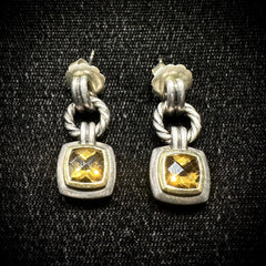 David Yurman Sterling Silver & 18K Gold Citrine Renaissance Dangle/Drop Earrings