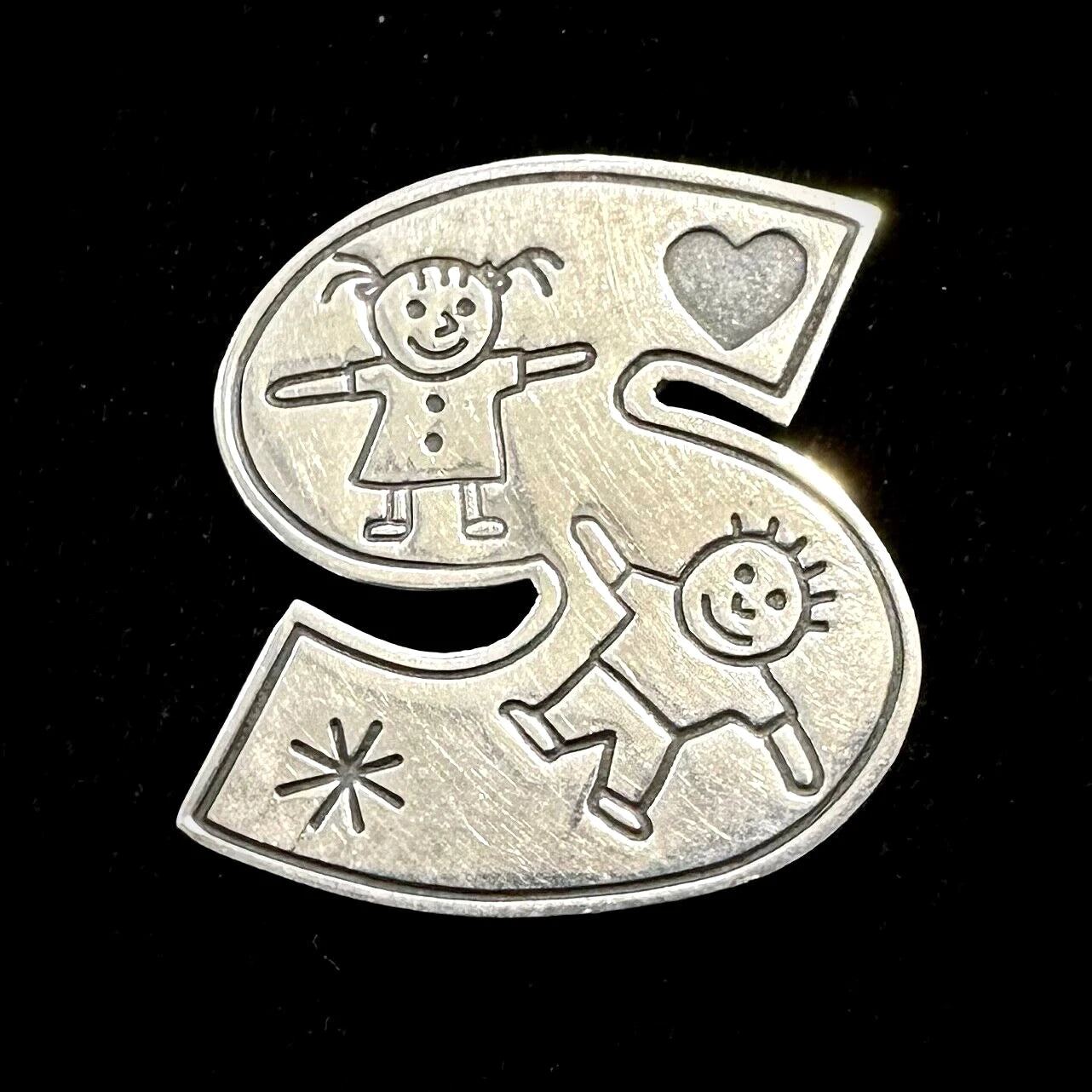 Mexico Vintage EFS Save The Children Letter S Pin Brooch