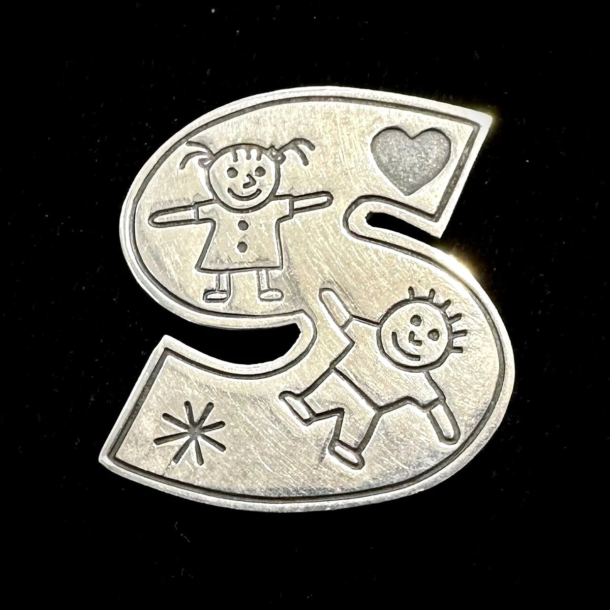 Mexico Vintage EFS Save The Children Letter S Pin Brooch
