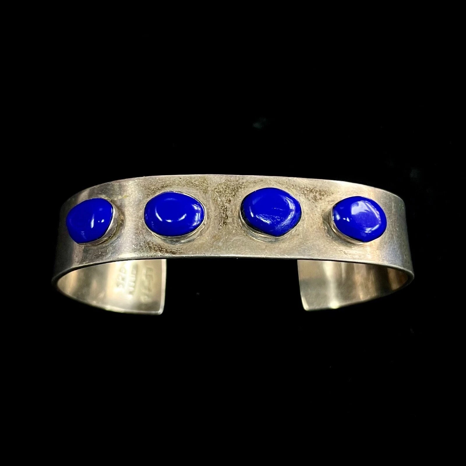 Mexico TF-57  Vintage Sterling Silver Bangle Lapis Lazuli
