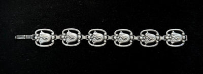 Danecraft Felch Vintage Sterling Silver Tulip Link Panel Bracelet 7.5"