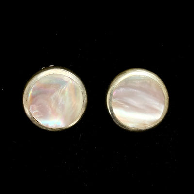 Vintage Mexico ATI 925 Sterling Silver Earrings Ear Clips With Mother of Pearl