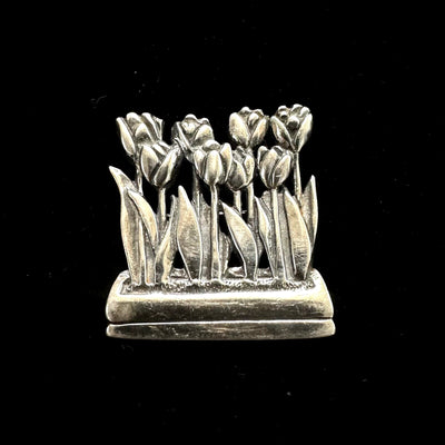 Hand & Hammer Vintage Sterling Silver Tulip Flowers Brooch Pin