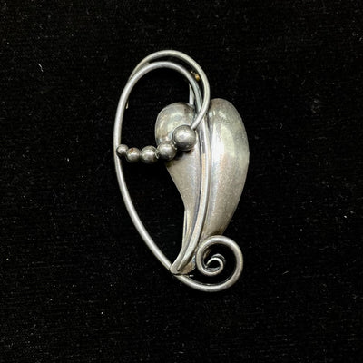 Vintage La Paglia 132 Sterling Silver Bead Leaf Brooch Pin