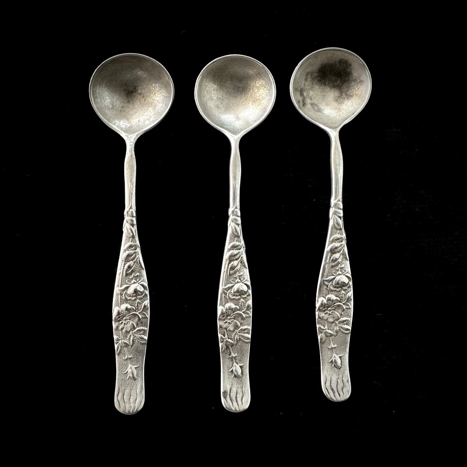 Vine By Tiffany & Co. Set of Three Antique Sterling Silver Salt Spoons