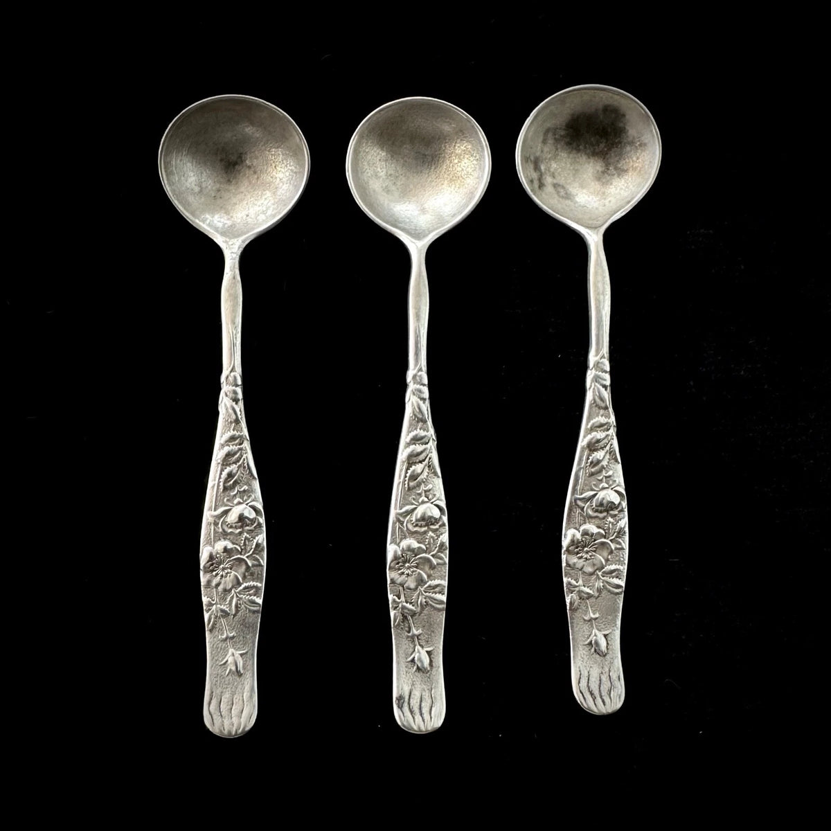 Vine By Tiffany & Co. Set of Three Antique Sterling Silver Salt Spoons