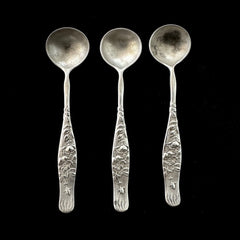 Vine By Tiffany & Co. Set of Three Antique Sterling Silver Salt Spoons