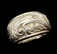 925 BA Vintage Sterling Silver Baroque Style Heavy Ring Size 5.5