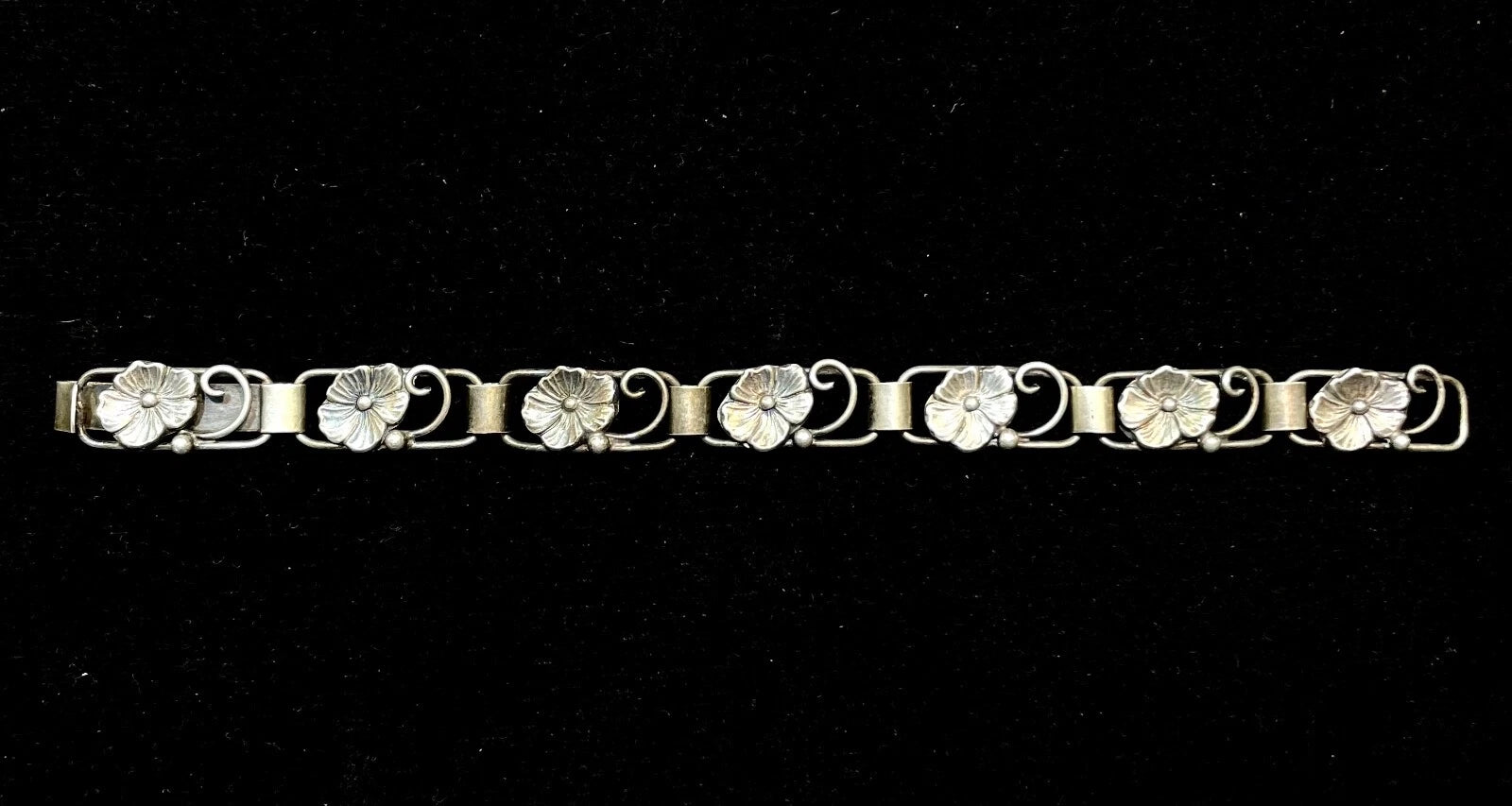 Vintage ARK Made in Denmark Sterling Silver Floral Bracelet 7.5"