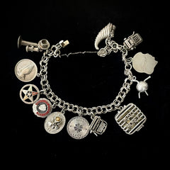 Vintage 12 Charm Sterling Silver Charm Bracelet 8"